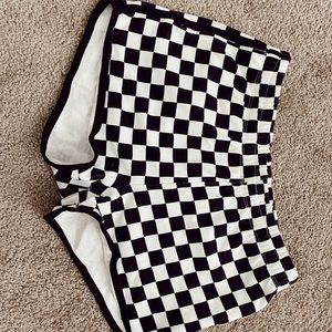 Black and white checkered shorts